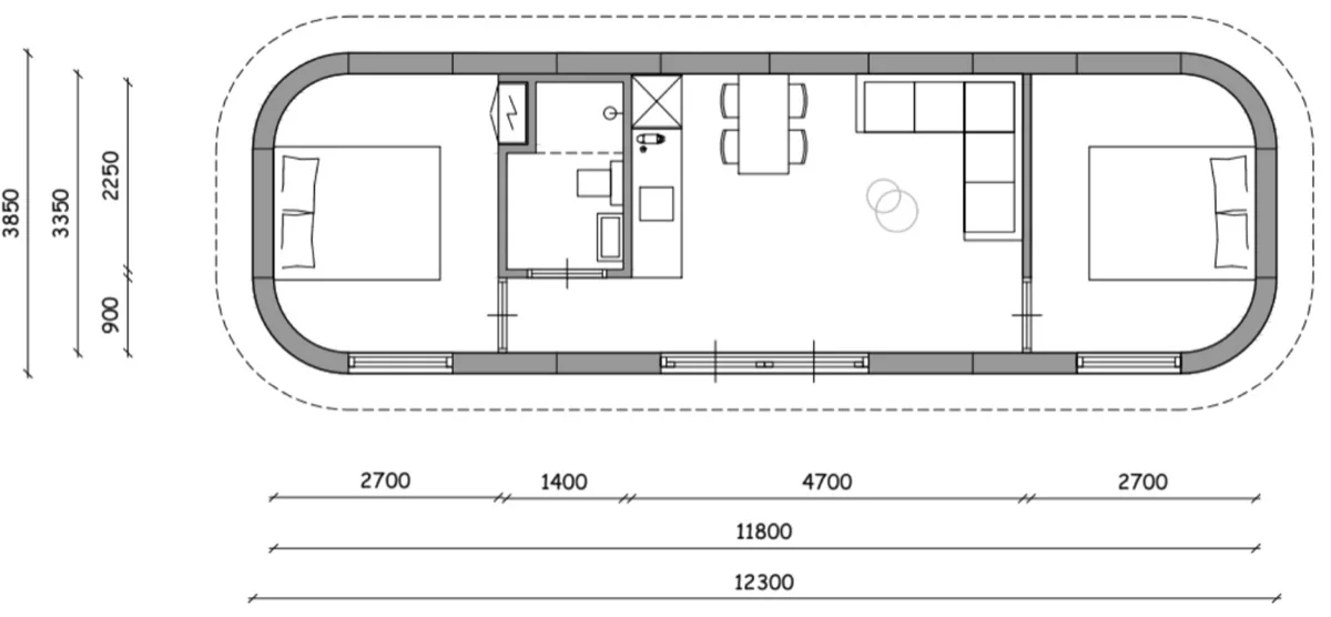 Plattegrond Silva Freedom46 met extra ruimte